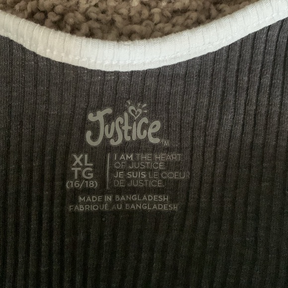 Selling a justice tank top, size XL (16-18) main colours are grey white and blue - Picture 3 of 3